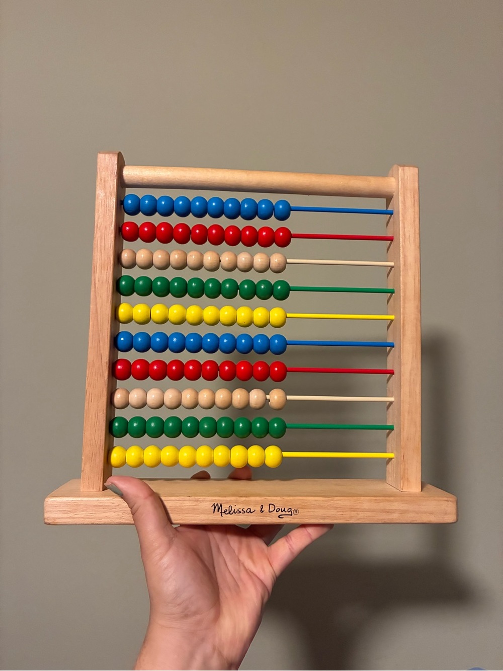 Melissa & Doug Wooden Bead Abacus in Blue, Red, Green, Yellow, Natural